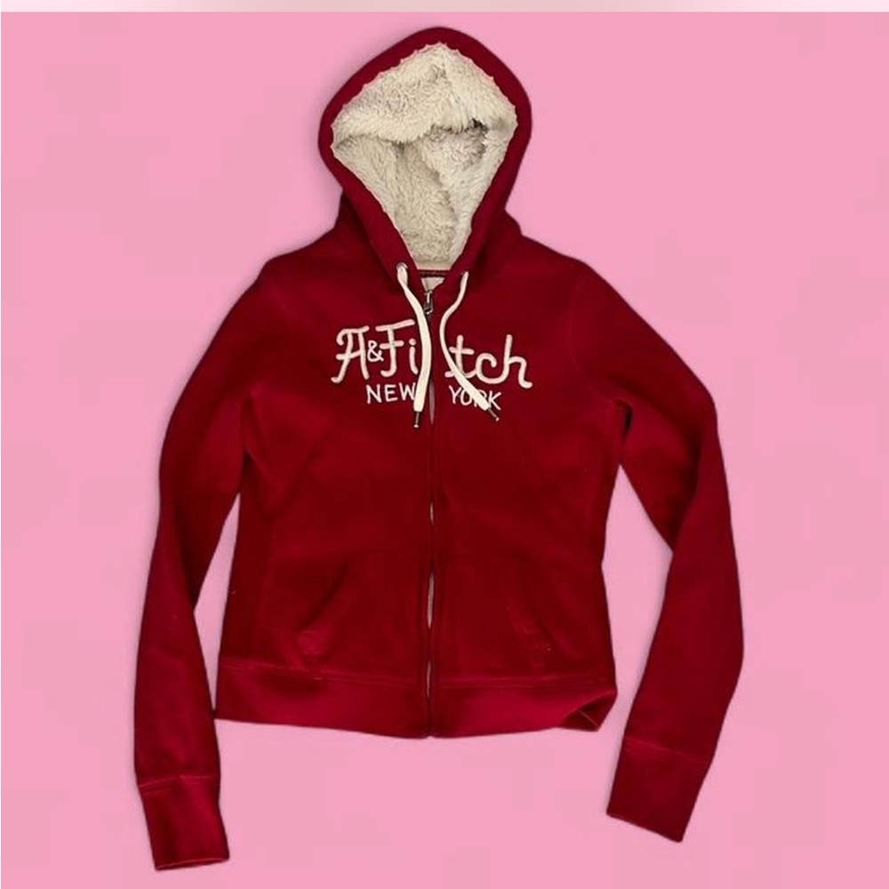 Abercrombie & Fitch Red Fleece-Lined Hoodie